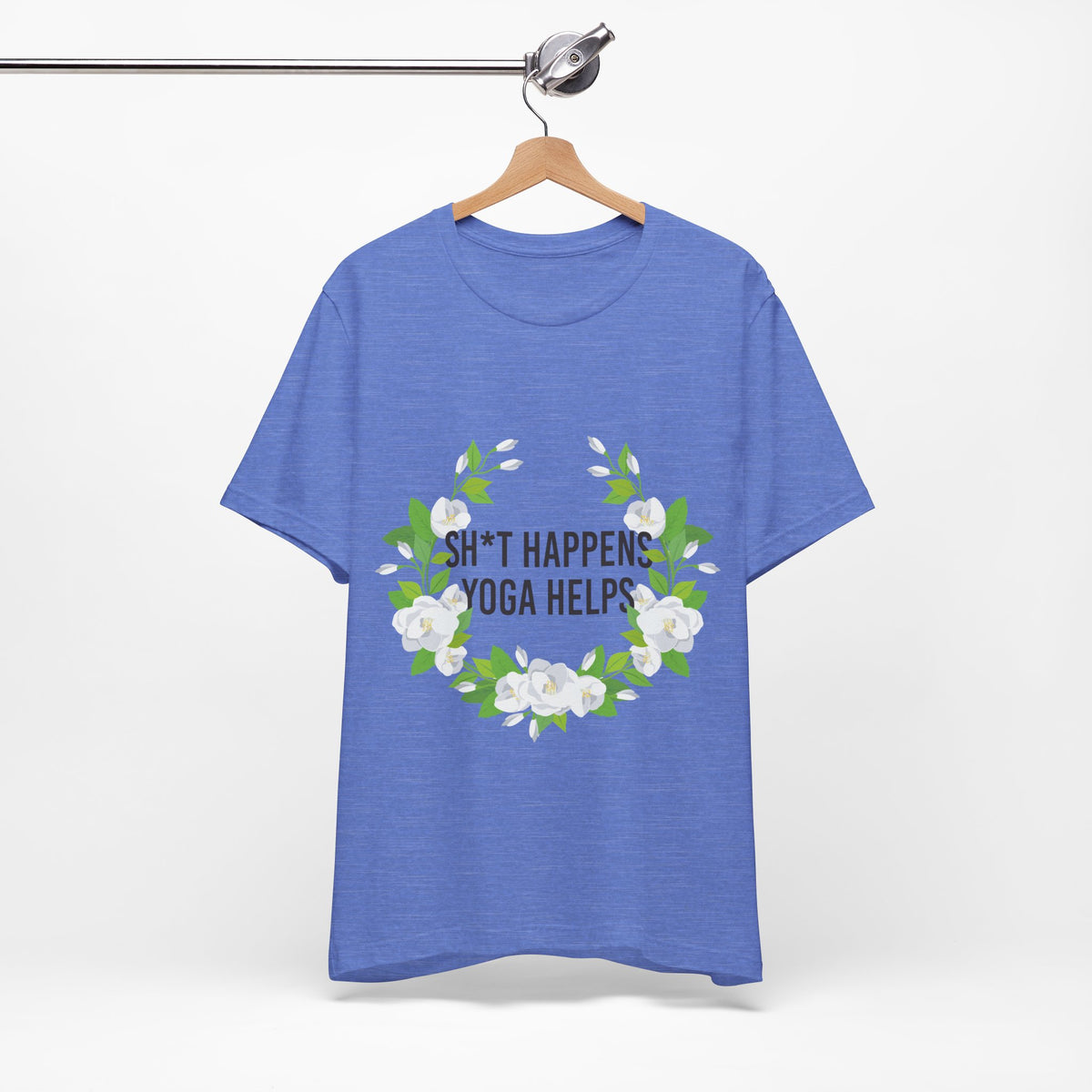 Yoga Tee “Sh*t Happens, Yoga Helps” Floral Relaxation T-Shirt I Funny Yoga Shirt I Meditation Gift For Yogini