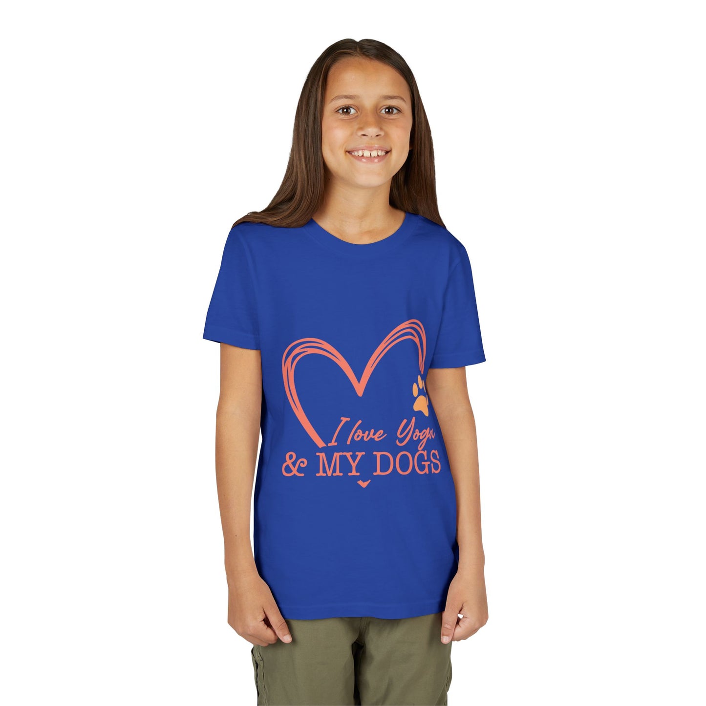 Kids Yoga T-Shirt — "I Love Yoga & My Dogs" Heart Paw Shirt I Girls Yoga Shirt I Boys Yoga Shirt I Cute Yoga Tee I Meditation Gift For Kids