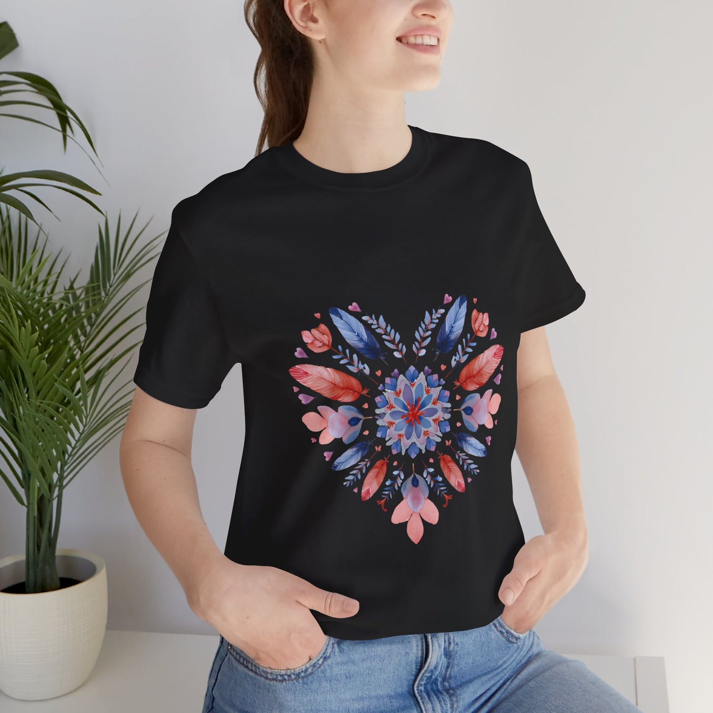 Heart Mandala Unisex Tee I Boho T-Shirt I Love Heart T-Shirt I Gift for Her I Casual Yoga Wear I Self-Care Meditation Apparel