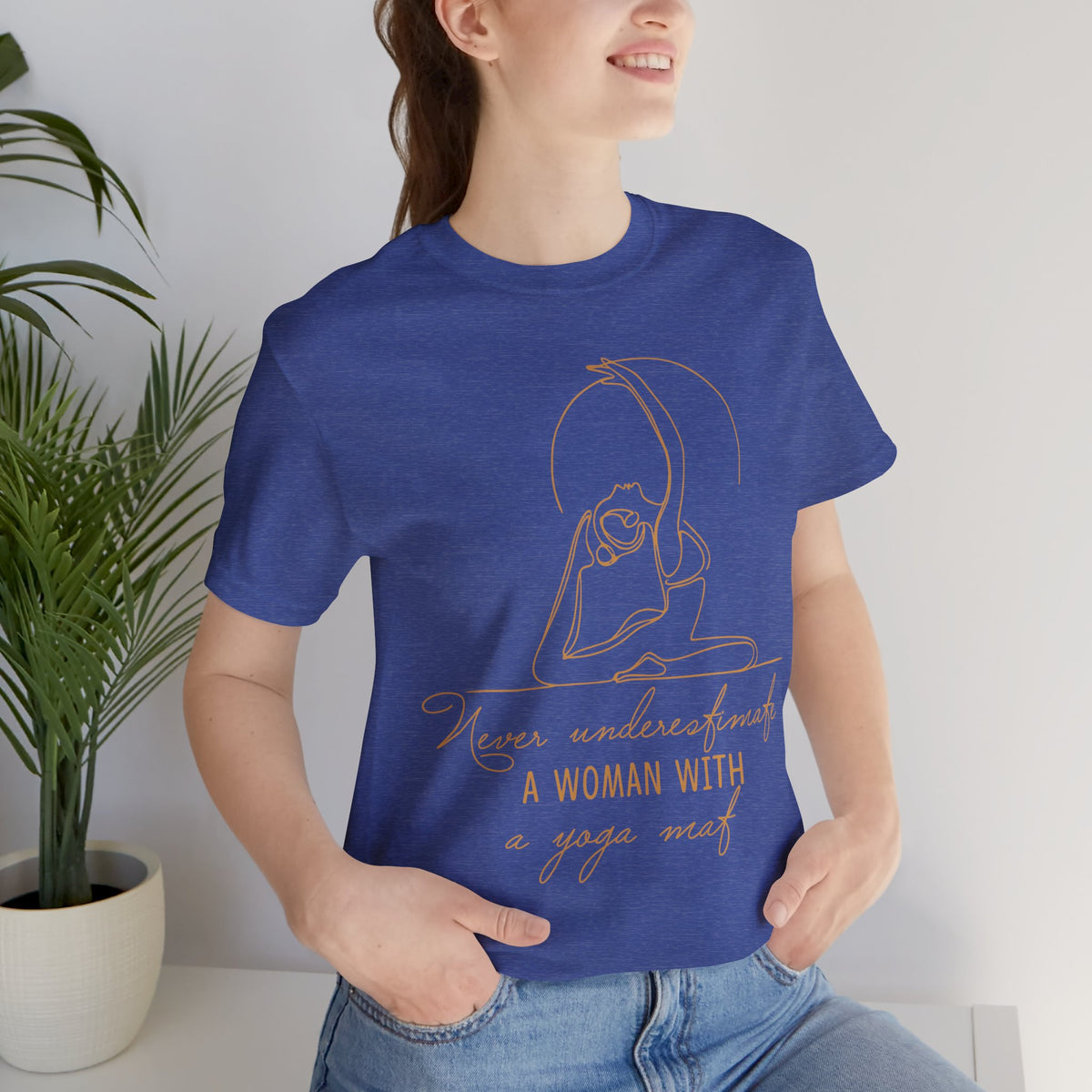 Yoga T-Shirt - "Never Underestimate A Woman with A Yoga Mat" Comfort Tee I Funny Yoga Shirt I Meditation Gift For Yogini