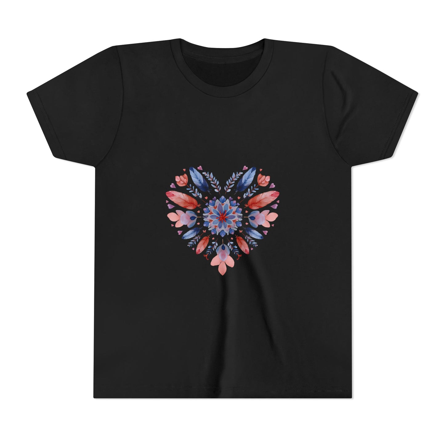 Heart Mandala Youth Tee for Yoga  - Summer T-Shirt I Kids Gift I Valentine's Day Apparel I Cute Graphic Tee I Fun Playwear