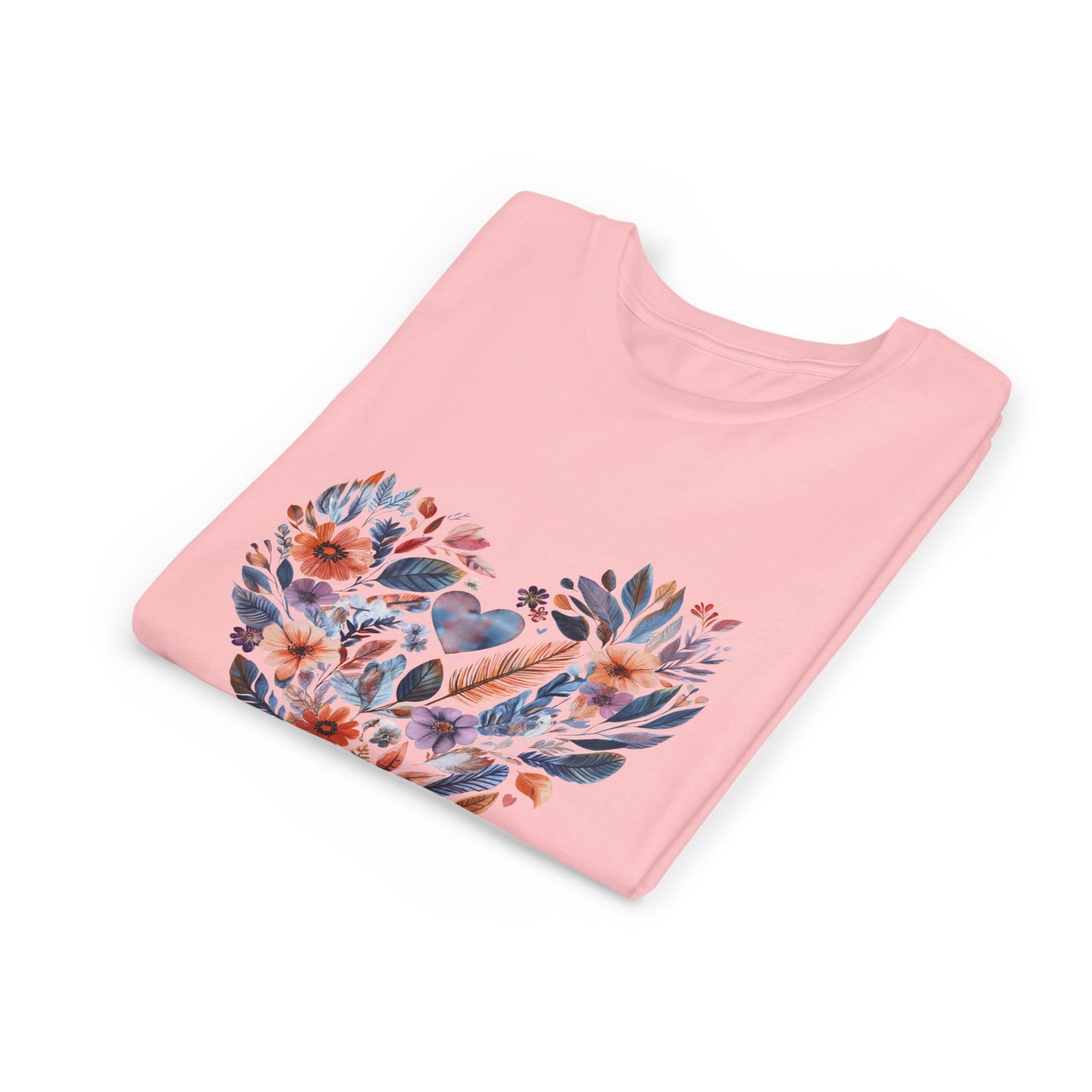 Floral Heart Kids Yoga T-Shirt - Watercolor Girls, Boys Shirt For Yoga I Meditation Tee For Kids I Heart Mandala Tee