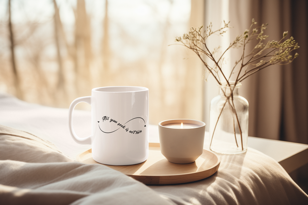All You Seek Is Within Yoga Mug - Infinity Symbol Coffee Mug I Meditation Gift I Spiritual Mug I Namaste Coffee Cup I Yoga Lover's Gift