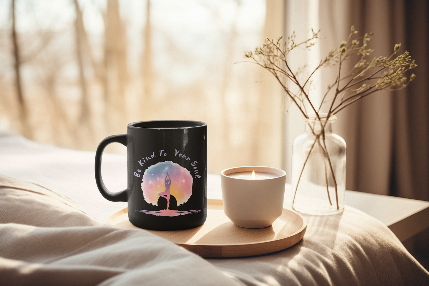 "Be Kind to Your Soul" Mindful Spirit Coffee Mug I Yoga Inspirational Gift I Self-Care Mug I Meditation Coffee Cup