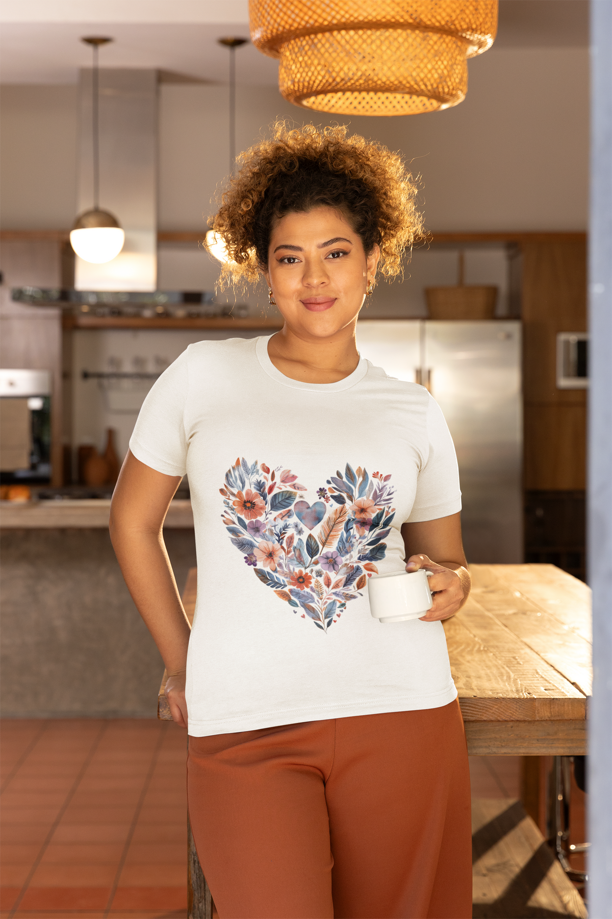 Floral Heart Yoga T-Shirt - Watercolor Mandala Shirt I Meditation Shirt I Namaste Tee For Yogi