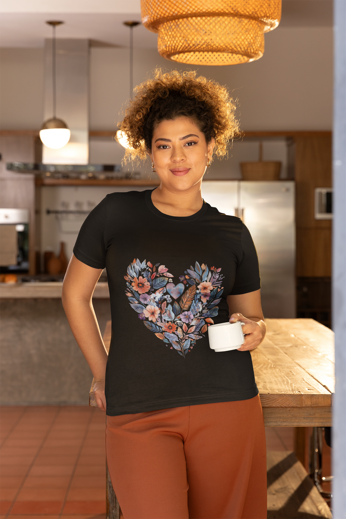 Floral Heart Yoga T-Shirt - Watercolor Mandala Shirt I Meditation Shirt I Namaste Tee For Yogi