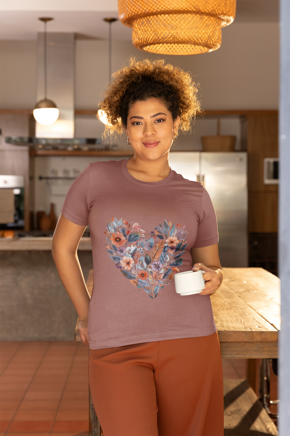 Floral Heart Yoga T-Shirt - Watercolor Mandala Shirt I Meditation Shirt I Namaste Tee For Yogi