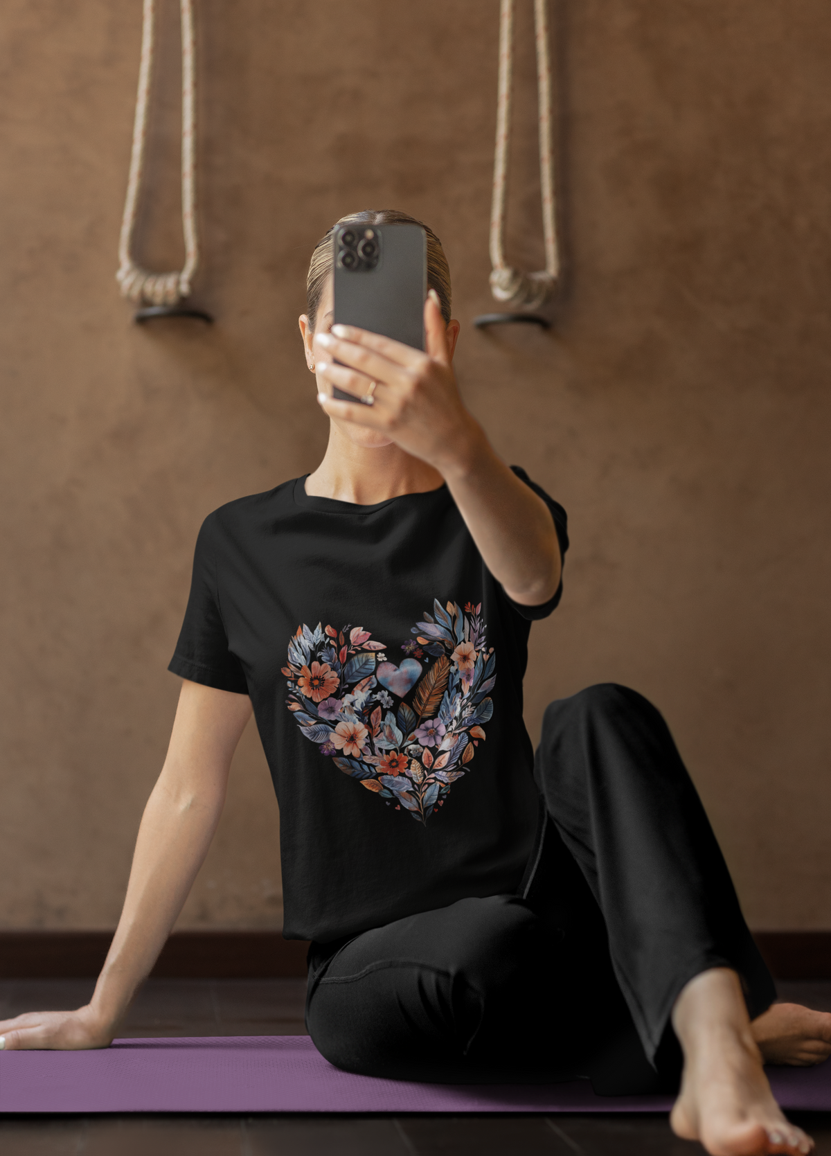 Floral Heart Yoga T-Shirt - Watercolor Mandala Shirt I Meditation Shirt I Namaste Tee For Yogi