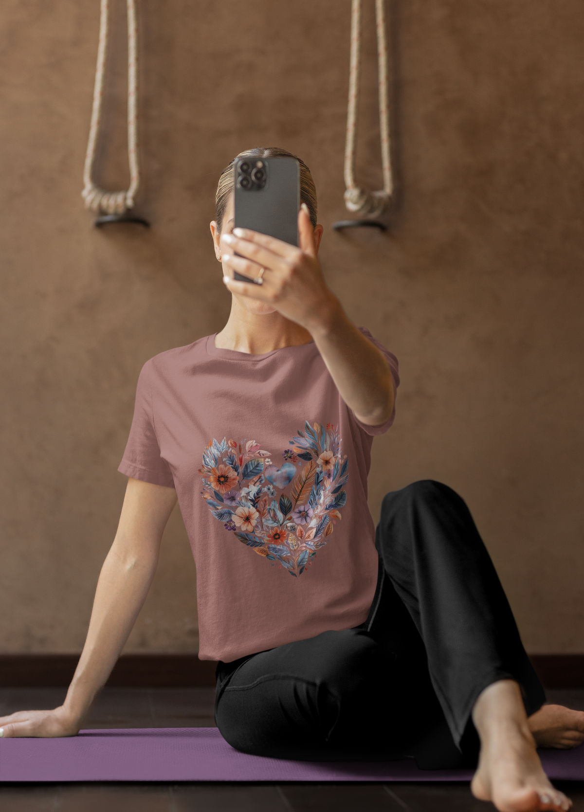 Floral Heart Yoga T-Shirt - Watercolor Mandala Shirt I Meditation Shirt I Namaste Tee For Yogi