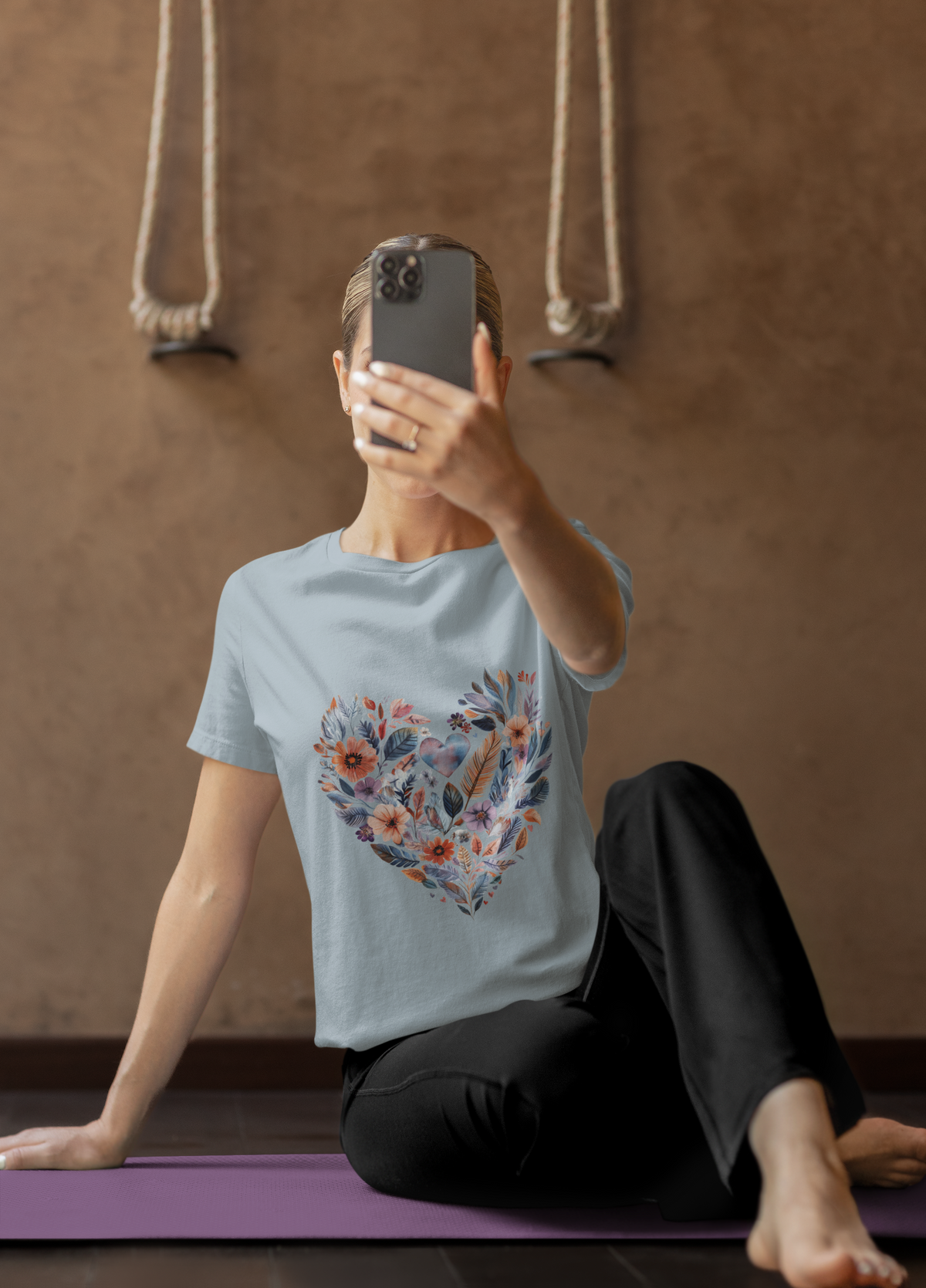 Floral Heart Yoga T-Shirt - Watercolor Mandala Shirt I Meditation Shirt I Namaste Tee For Yogi