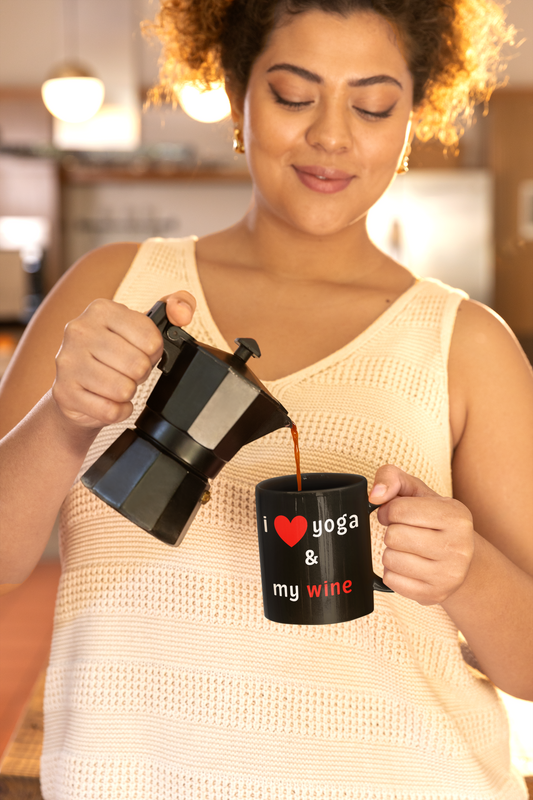 I Love Yoga & My Wine Fun Mug - Perfect Gift for Yogis I Humor Mug I Coffee Mug I Yoga Lover Gift I Self-Care Mug