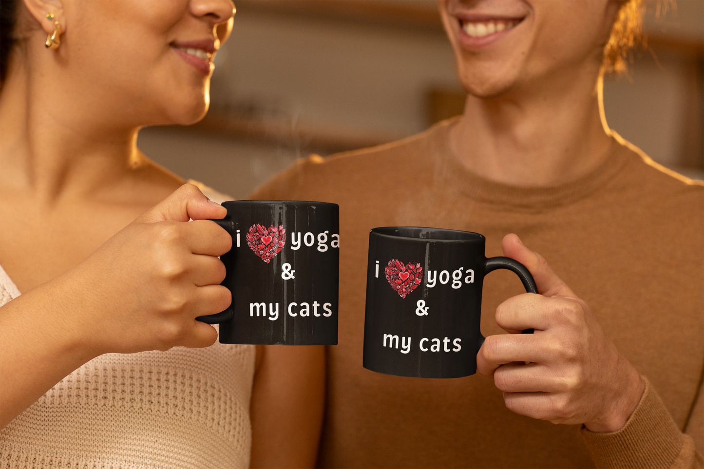 I Love Yoga & My Cats Lover Coffee Mug I Funny Gift for Yoga Enthusiasts I Cat Owners I Black Mug for Yoga Lovers I Gift for Birthdays & Holidays