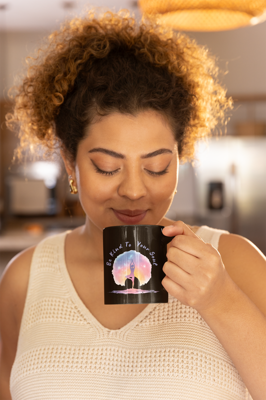 "Be Kind to Your Soul" Mindful Spirit Coffee Mug I Yoga Inspirational Gift I Self-Care Mug I Meditation Coffee Cup