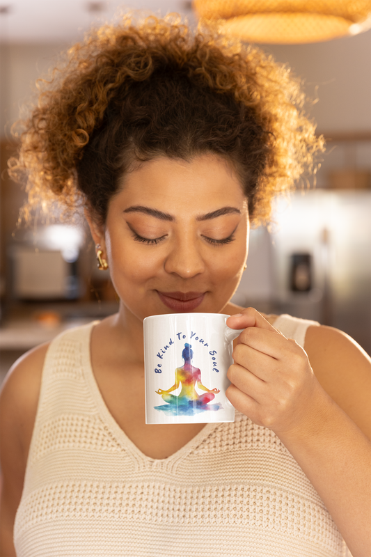 "Be Kind to Your Soul" Mindful Yoga Mug I Meditation Gift I Inspirational Coffee Cup I Self-Care Reminder I Yoga Lover's Present