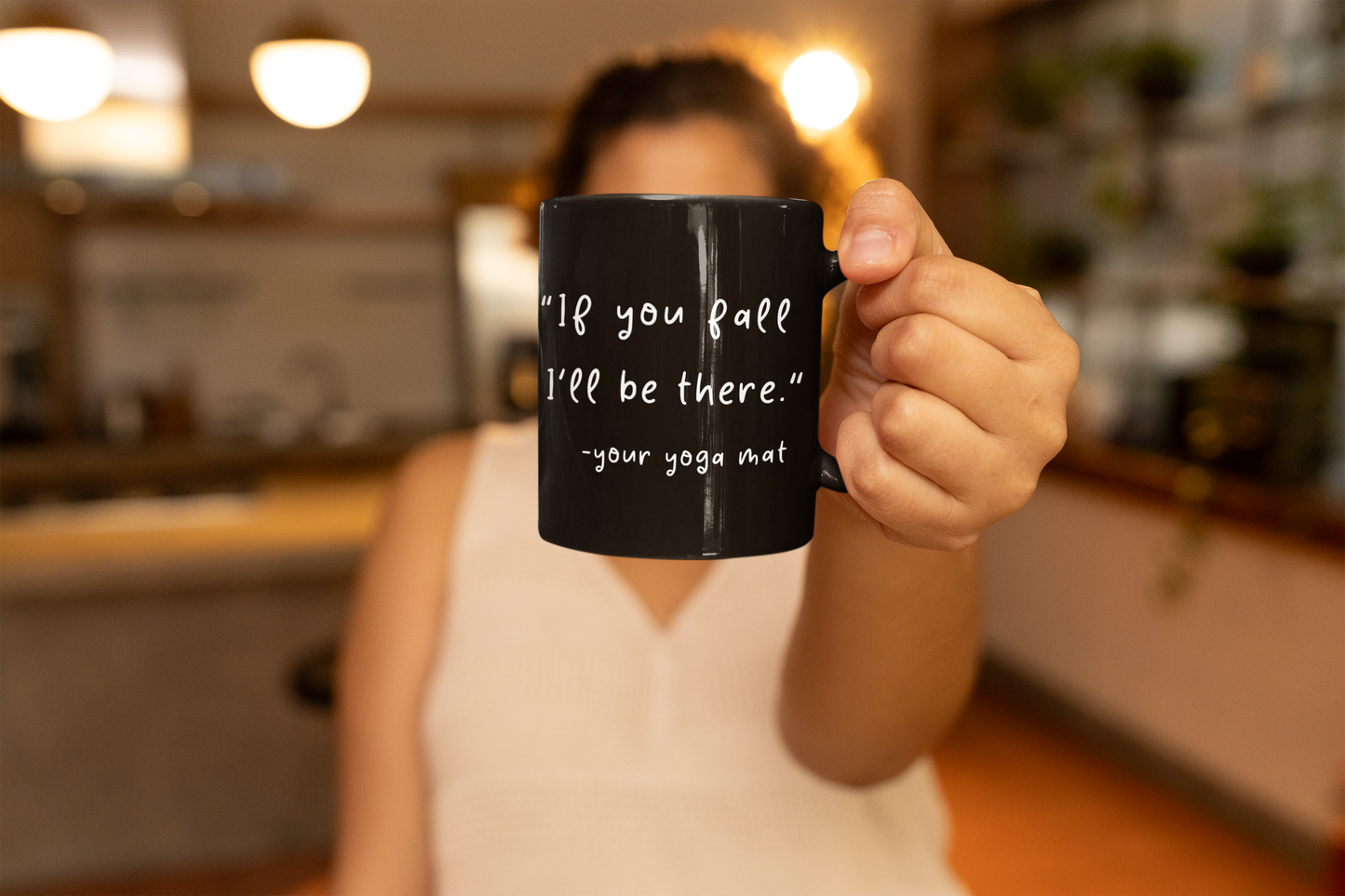"If You Fall I'll Be There" Inspirational Coffee Mug for Yoga Lovers I Motivational Gift for Friends I Black Coffee Mug I Yoga Quote Mug I Unique Gift for Coffee Enthusiasts