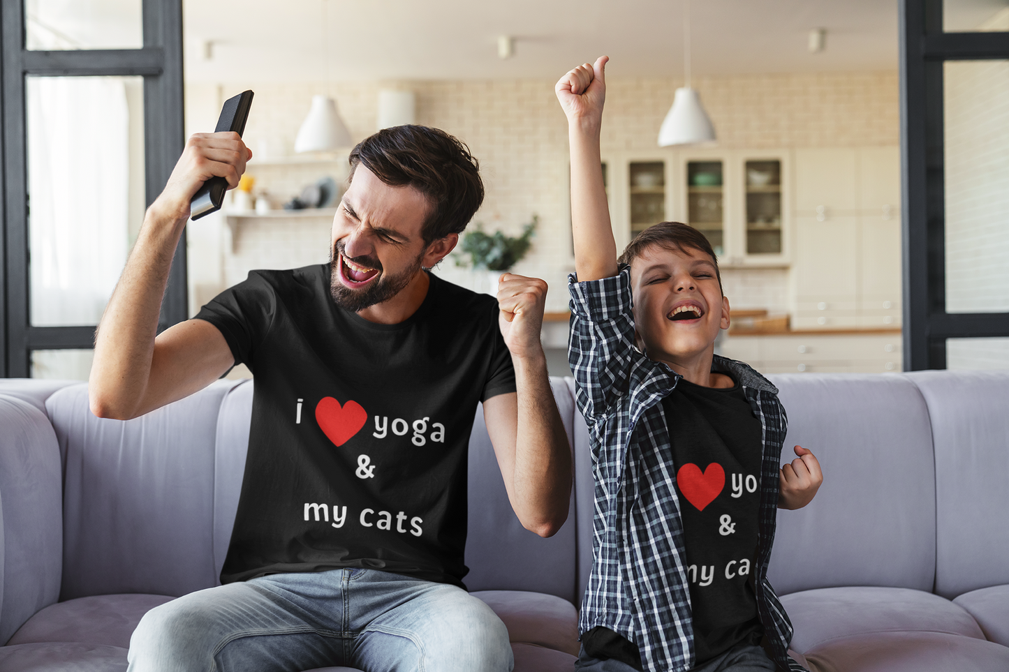 I Love Yoga & My Cats Tee | Cat & Yoga Lovers T-Shirt I Yoga Unisex Tee Gift for Cat Moms & Yogis I Self-Care Meditation Apparel