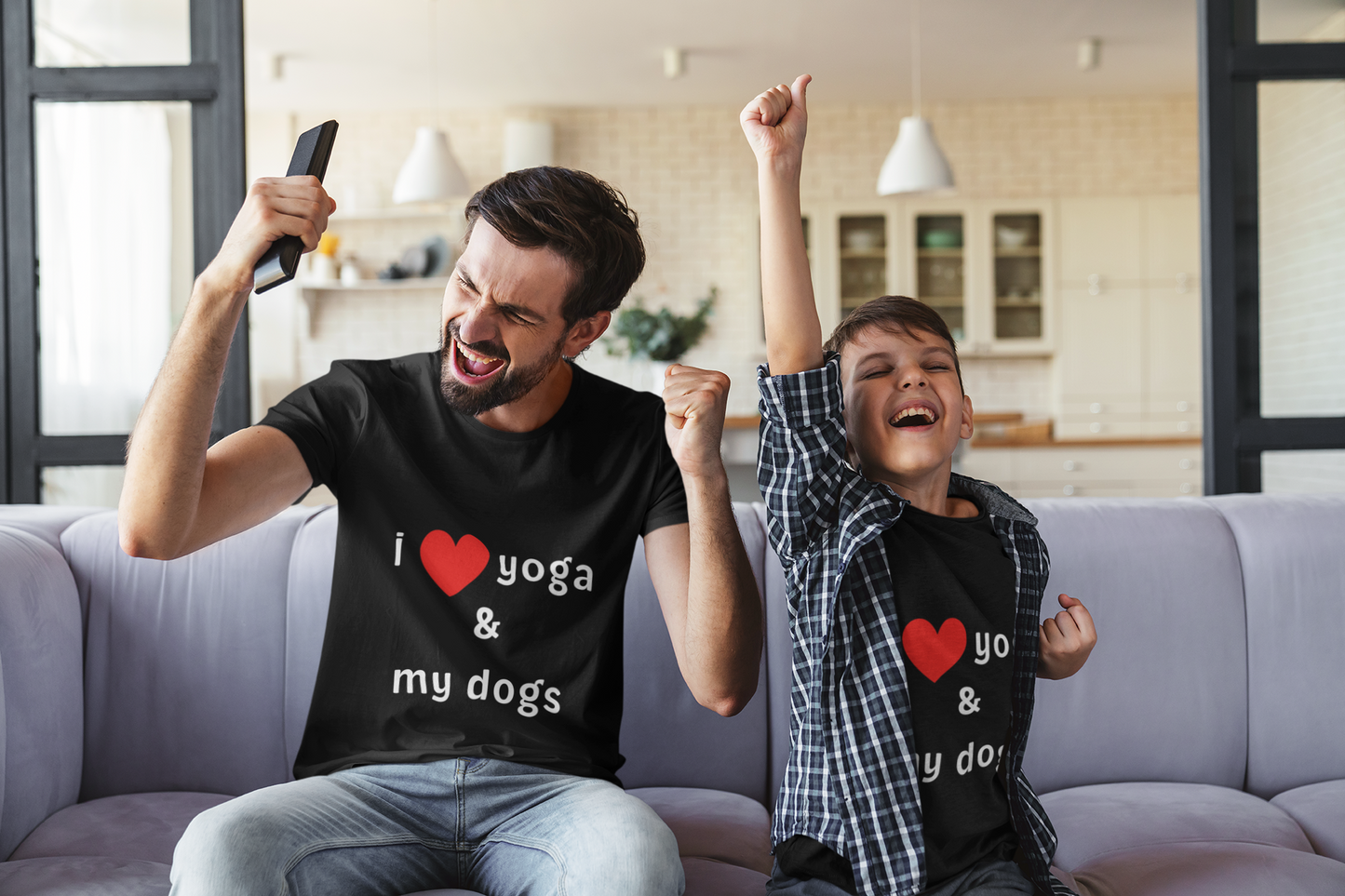 I Love Yoga & My Dogs Youth Yoga Tee - Funny Kids T-Shirt I Pet Lover Gift I Young Yoga Enthusiast Apparel