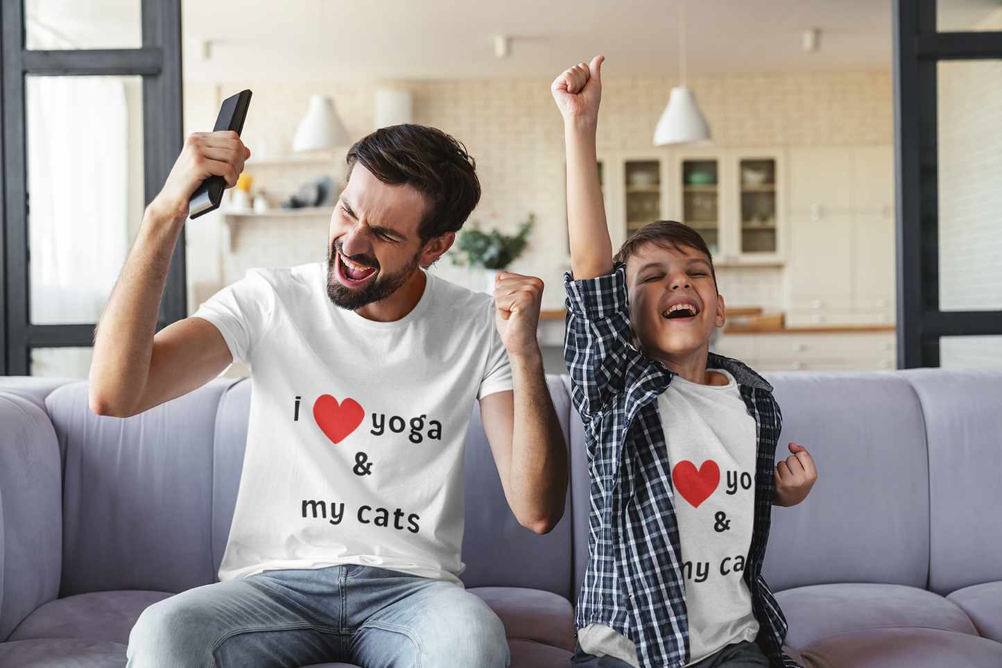 I Love Yoga & My Cats Tee | Cat & Yoga Lovers T-Shirt I Yoga Unisex Tee Gift for Cat Moms & Yogis I Self-Care Meditation Apparel