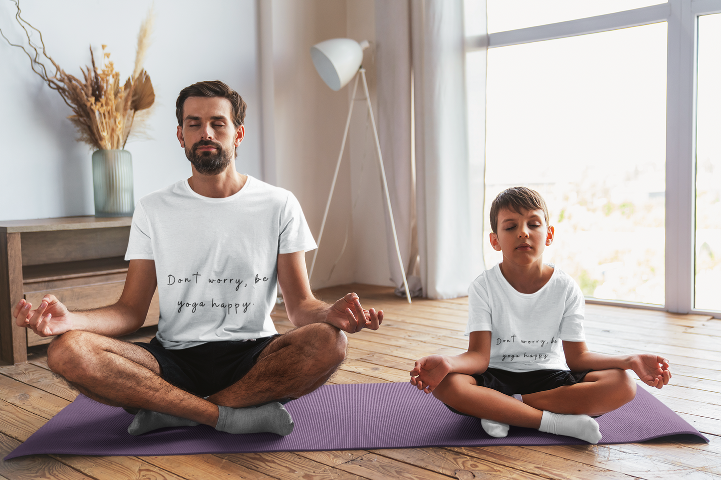 "Don't Worry Be Yoga Happy" Unisex Tee I Inspirational T-Shirt I Gift for Yogis I Motivational Tee I Relaxation & Mindfulness Clothing