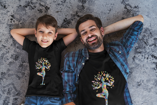 Colorful Tree Pose Mindful Yoga Tee - Unisex T-Shirt I Inspirational Yoga Art I Gift for Yogis I Relaxation & Meditation Tee