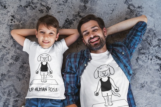 Up Human Pose - Unisex Dog Yoga Tee I Relaxation Gift I Yoga & Pet Lover T-Shirt I Quirky Animal Tee I Fun Gift for Dog Parents I Cute Tee for Zen Vibes