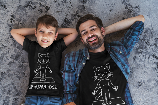 Up Human Pose - Unisex Cat Yoga Tee I Relaxation Gift I Yoga & Pet Lover T-Shirt I Quirky Animal Tee I Fun Gift for Cat Owners I Cute Tee for Zen Vibes