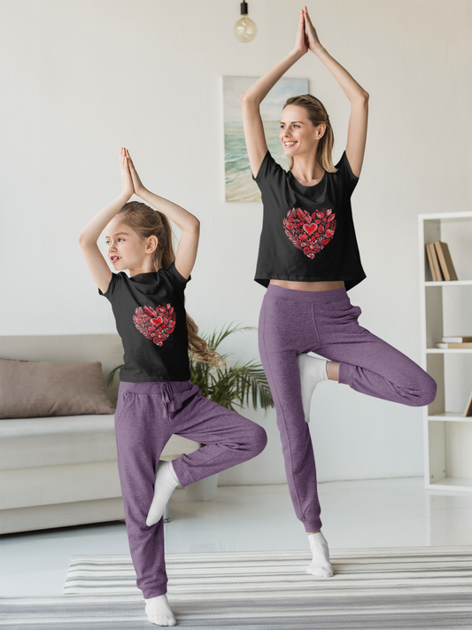 Heart Floral Unisex Yoga Tee - Perfect for Valentine’s Day I Gift for Her I Self-Care Meditation Apparel