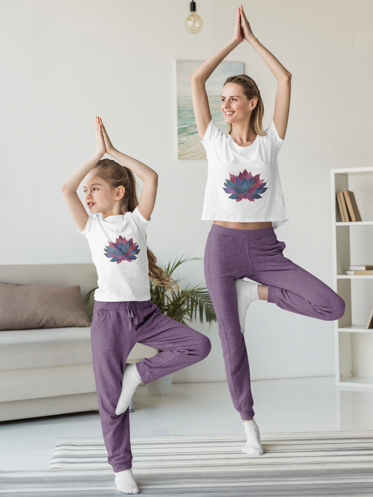 Youth Lotus Flower Yoga Tee | Bohemian Style Shirt for Kids I Summer Fashion for Young Yogis I Gift for Nature Lovers I Relaxed Fit T-Shirt